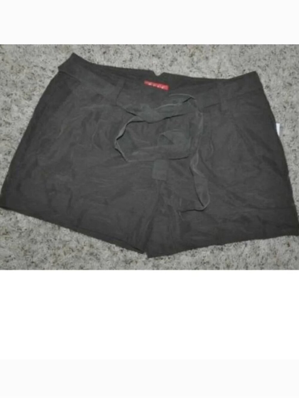 Elle Dress Shorts Olive Green Womens 10 Satin Belted Pleated Cuffed Midrise